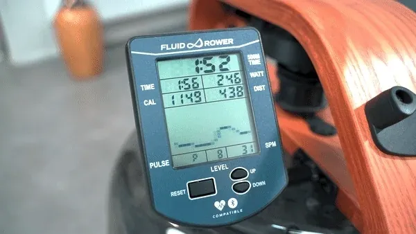 Анимация силовой кривой на мониторе FluidRower во время гребка