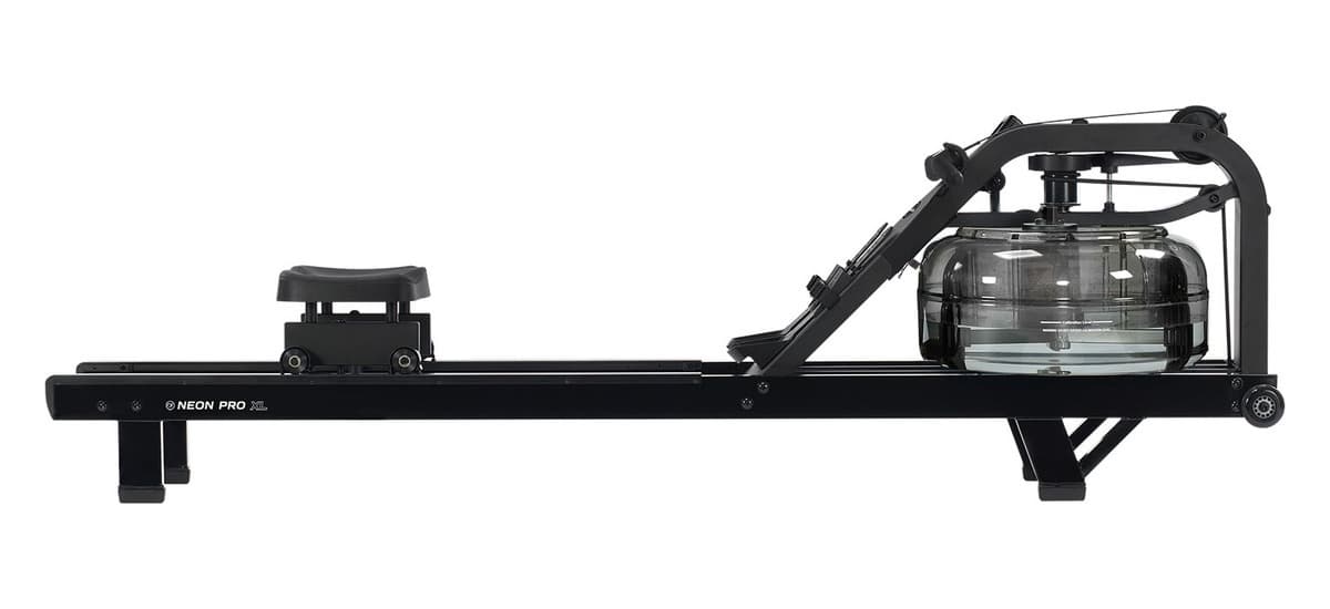 Гребной тренажёр FluidRower Neon PRO XL Black, вид сбоку